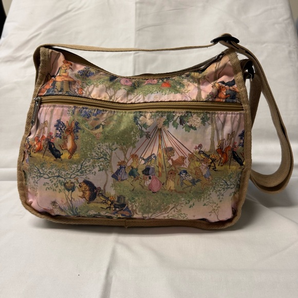 LeSportsac Molly Enchanted Fairy Print Crossbody Bag Tan Trim - Picture 5 of 14